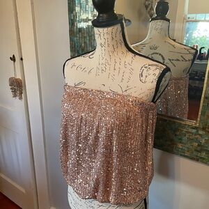 VENUS Sequin Strapless Blouse - Rose Gold